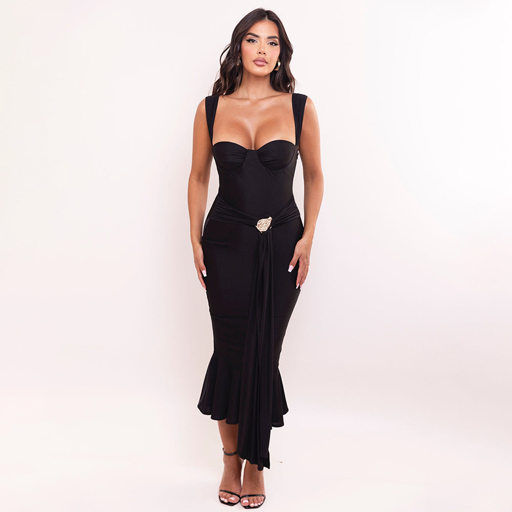 Damen Abendkleid mit elegantem Wickel-Design und strassbesetztem Detail Drune