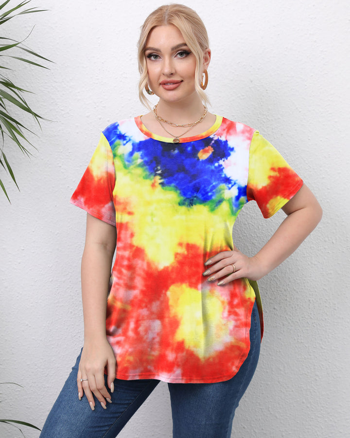 Damen lässiges T-Shirt mit modernem Batikdesign Drune