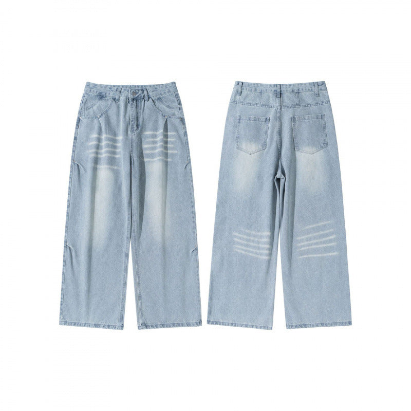 Damen Weite High‑Waist Jeans im Vintage‑Denim mit Used‑Effekt Drune
