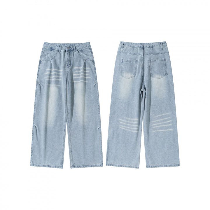 Damen Weite High‑Waist Jeans im Vintage‑Denim mit Used‑Effekt Drune