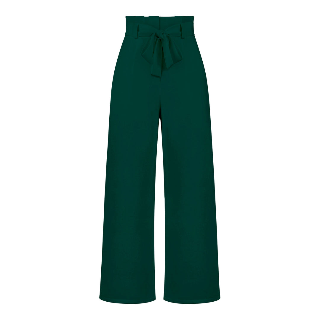 Damen Weit geschnittene Hochbundhose mit Bindegürtel Drune