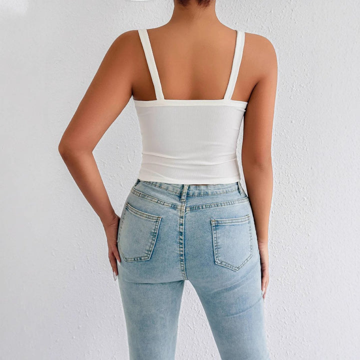 Damen Basic Tops mit verstellbaren Trägern und figurbetontem Schnitt Drune