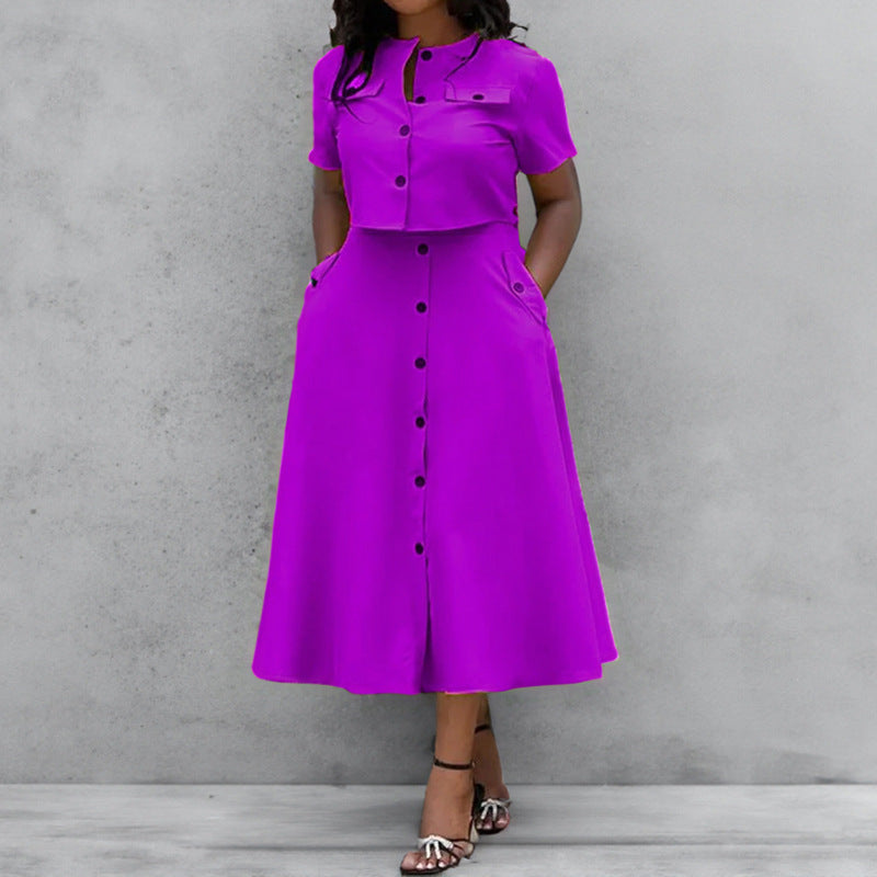 Damen Zweiteiliges Kleid mit kurzer Jacke und taillierter Midilänge Drune