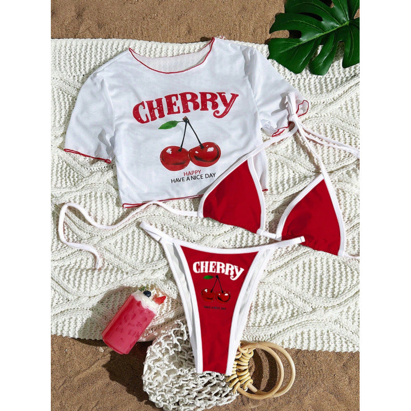 Damen Crop-Top Bikini-Set mit sportlichem Schnitt und Brasil-Print Drune