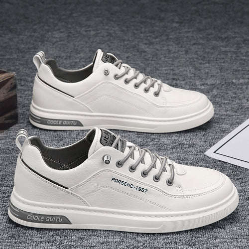 Herren Casual Lederimitat-Sneaker mit gepolsterter Ferse und profilierter Gummisohle Drune