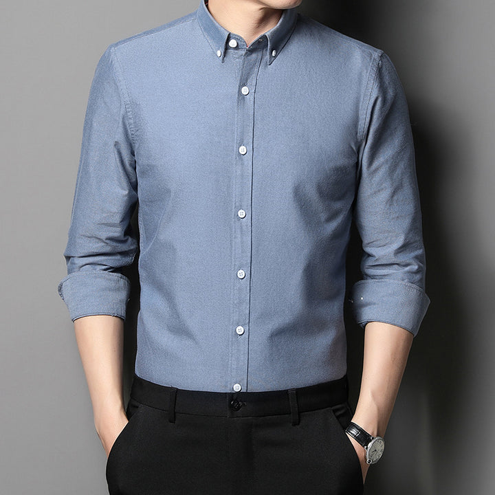 Herren Langarmhemd aus atmungsaktivem Baumwollmix mit modischem Button-Down Kragen Drune