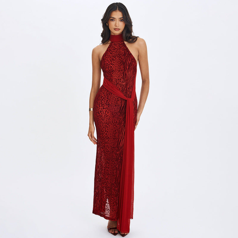 Damen Maxikleid mit aufregendem Wickeldesign und elegantem Halterkragen Drune