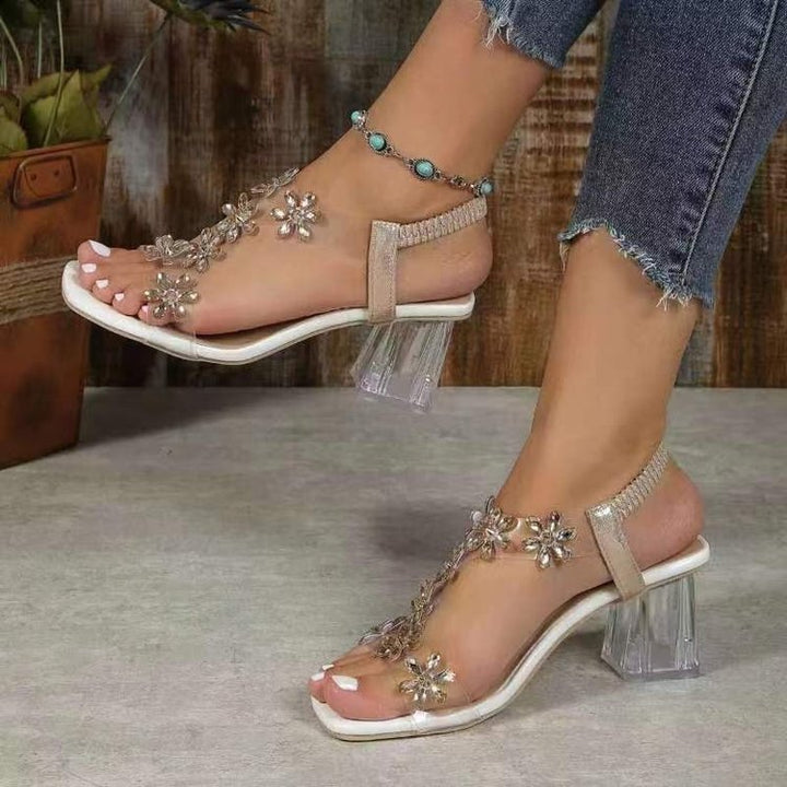 Damen Blumendekorative Absatzsandalen Drune