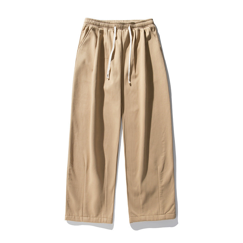Damen Weite Baumwoll-Mix-Hose mit elastischem Bund, Tunnelzug und geradem Bein Drune