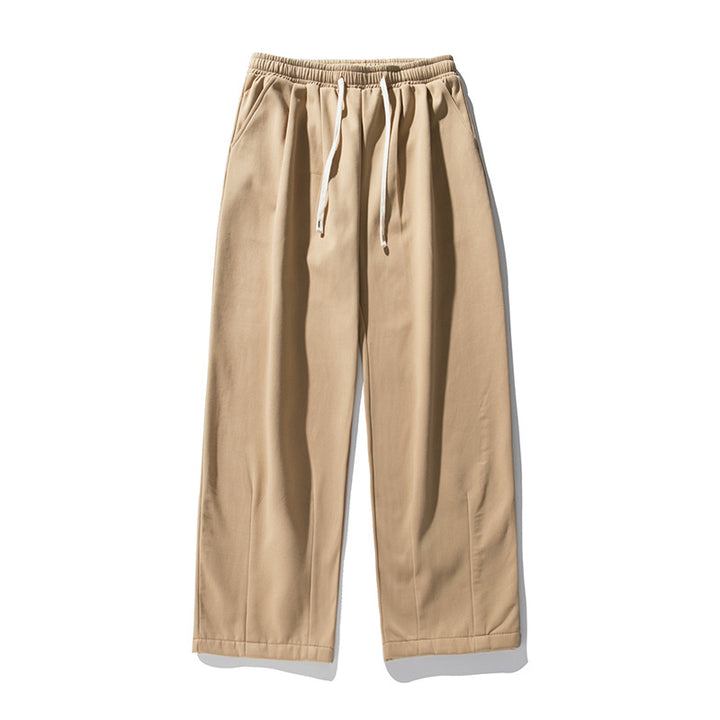 Damen Weite Baumwoll-Mix-Hose mit elastischem Bund, Tunnelzug und geradem Bein Drune