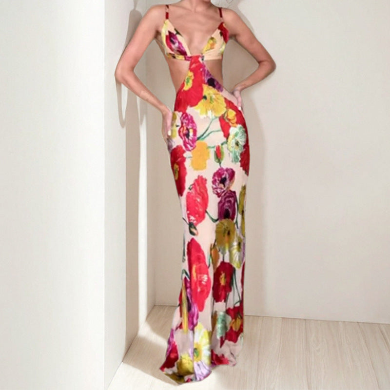 Damen Elegantes Maxikleid mit floralem Schnitt und Cut-Out-Design Drune