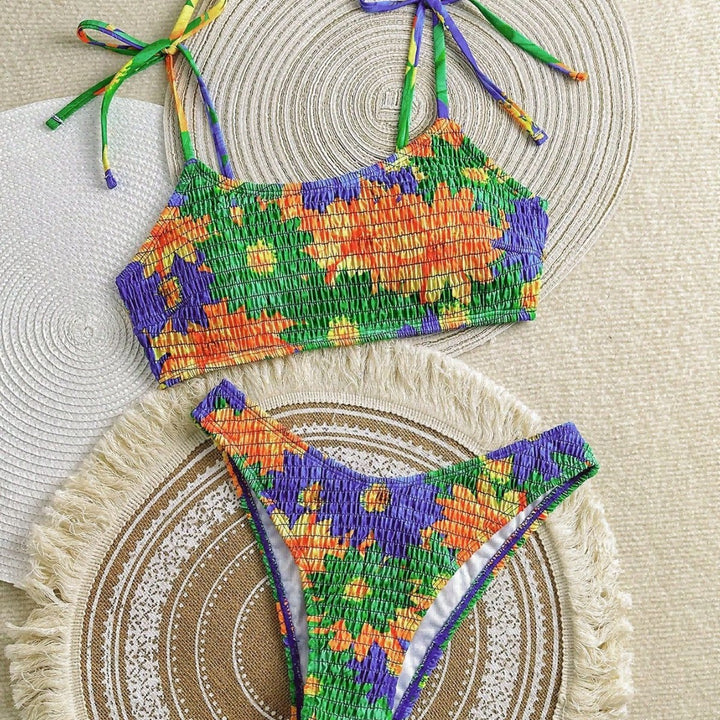 Damen Buntes Blumenmuster Bikini Set Drune