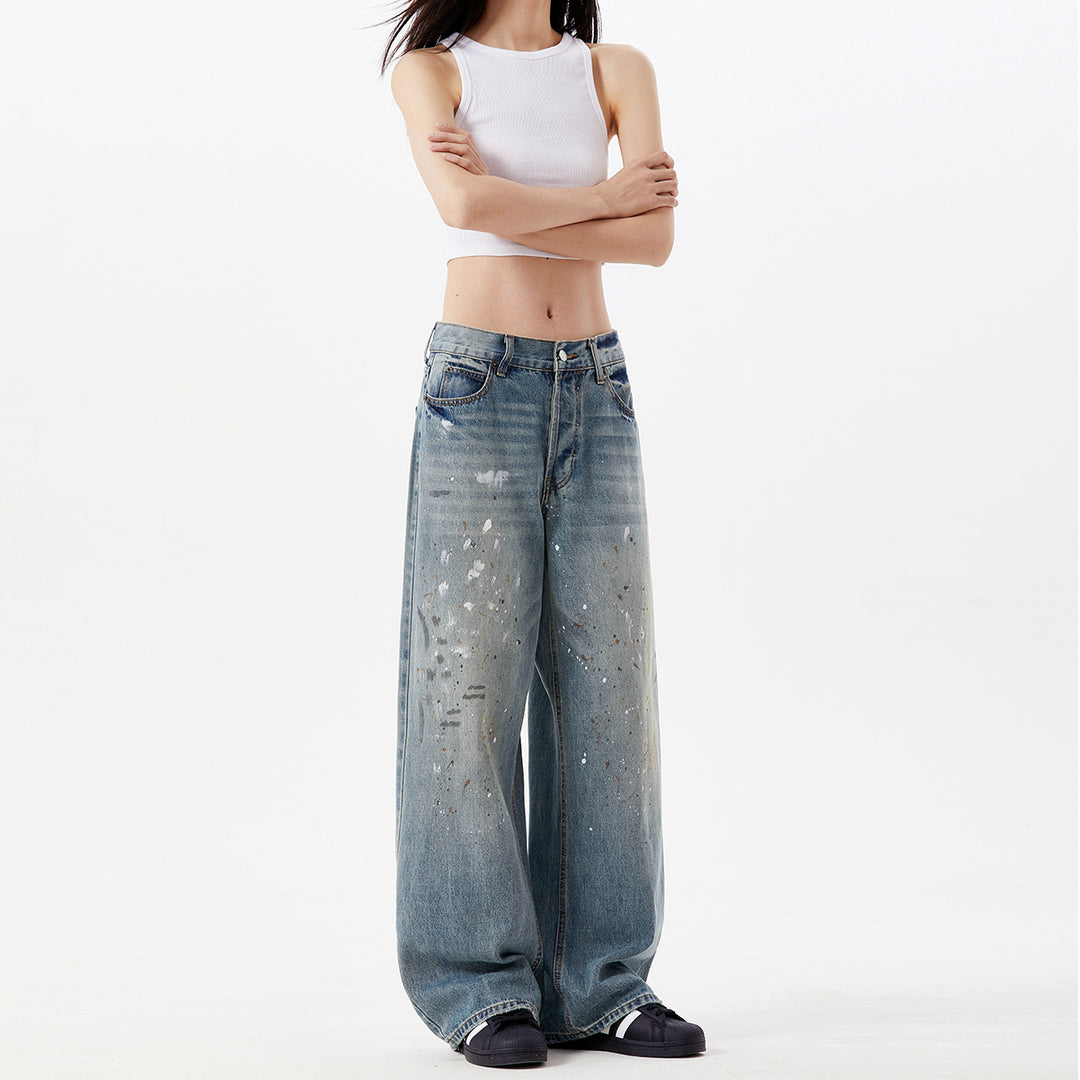 Damen Weitgeschnittene Jeans mit einzigartigen Zerstörungsdetails Drune