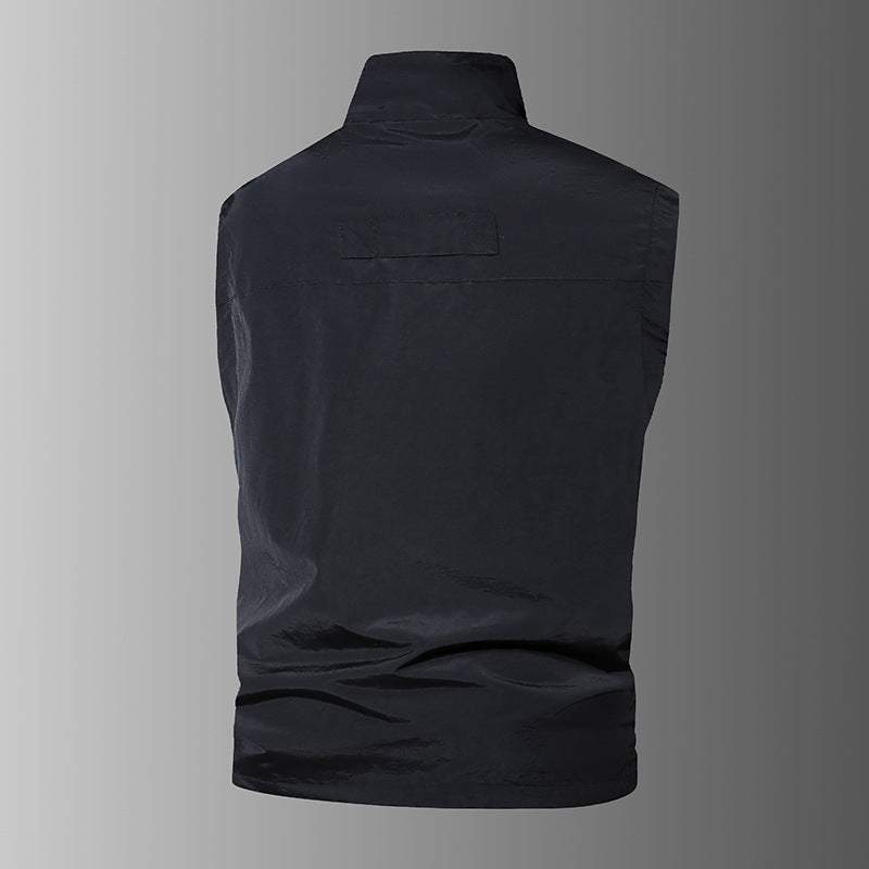 Herren Multifunktions-Outdoorweste mit Mehrfachtaschen und Stehkragen Drune
