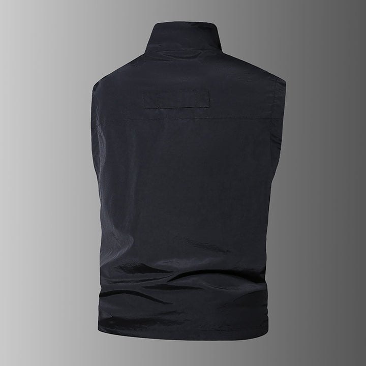 Herren Multifunktions-Outdoorweste mit Mehrfachtaschen und Stehkragen Drune