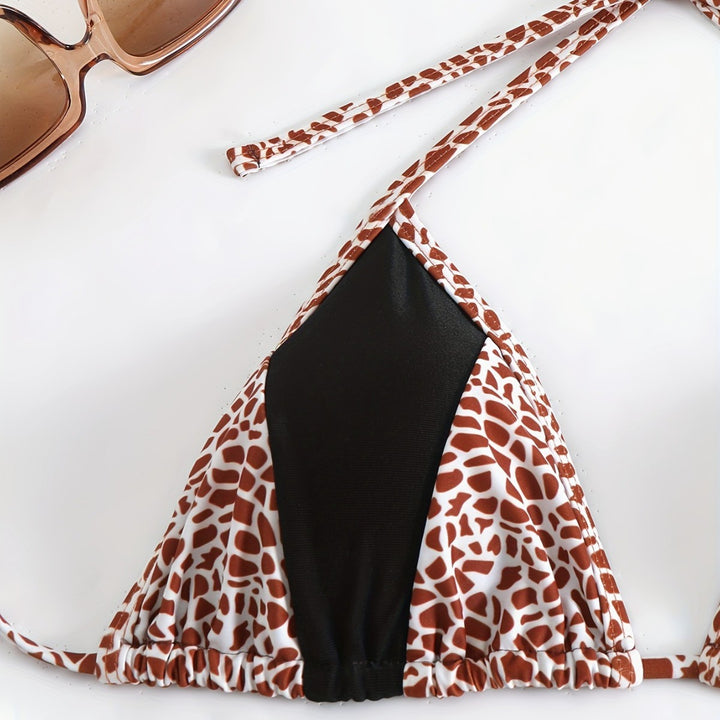Damen Triangel-Bikini mit stilvollem Giraffenmuster Drune