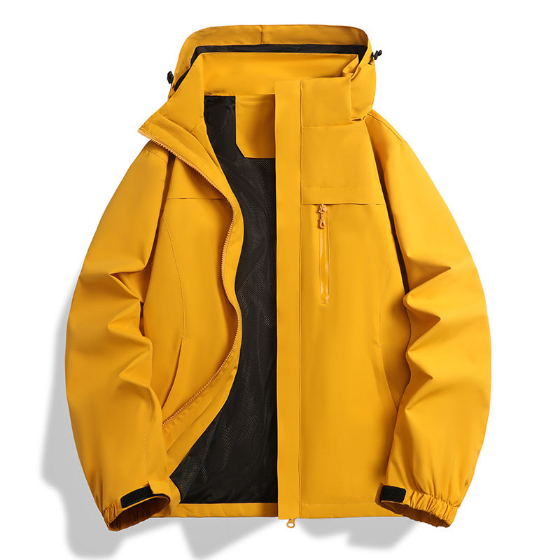 Herren Wasser- und winddichte Softshell-Outdoorjacke mit Kapuze, atmungsaktivem Meshfutter und Brustreißverschluss Drune