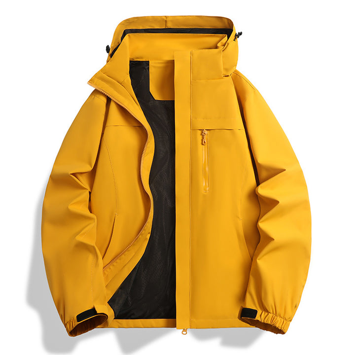 Herren Wasser- und winddichte Softshell-Outdoorjacke mit Kapuze, atmungsaktivem Meshfutter und Brustreißverschluss Drune