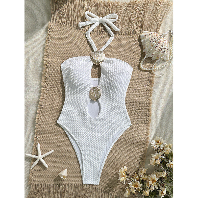 Damen Einteiliger Badeanzug mit glamourösen Cut-Outs und funkelnden Akzenten Drune