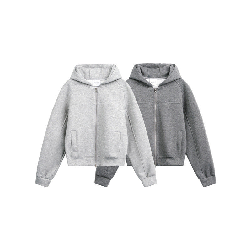 Unisex Kapuzen-Sweatjacke mit Zwei-Wege-Reißverschluss und Boxy-Schnitt Drune