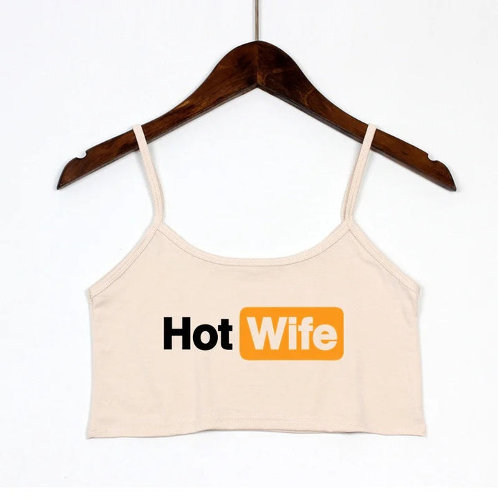 Damen Crop-Top mit modernen Schriftzügen und verstellbaren Trägern Drune
