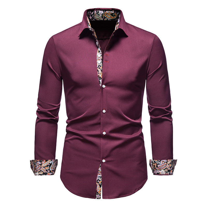 Herren Langarmhemd mit modernem Paisley-Muster und exklusiven Details Drune