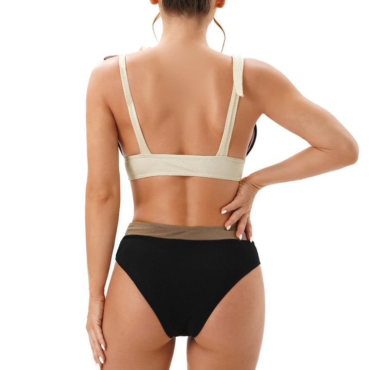 Damen Bikini-Set mit tiefem V-Ausschnitt und verstellbaren Trägerschleifen Drune