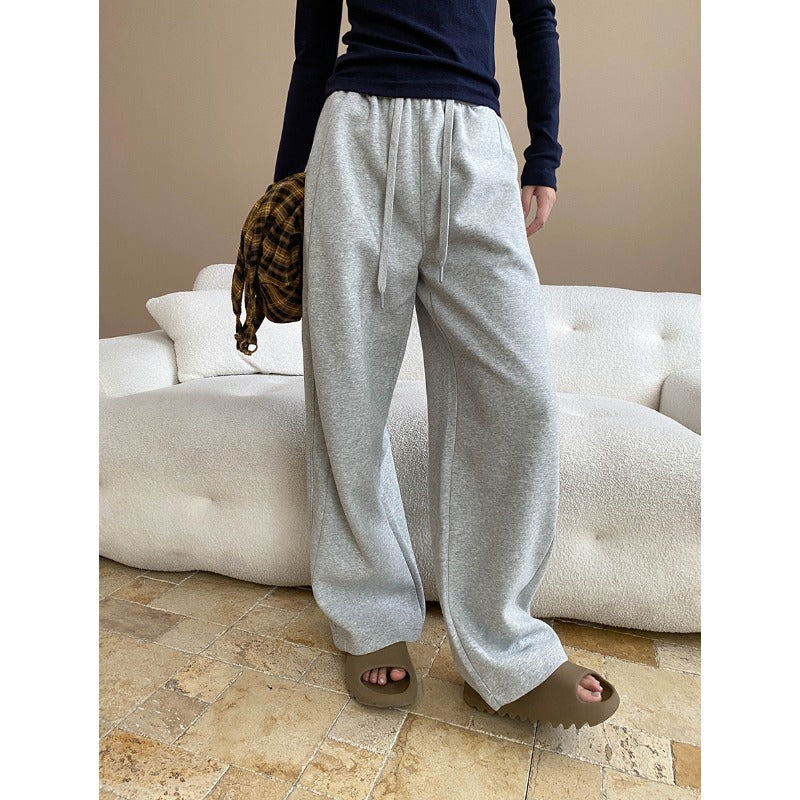 Damen lässige Sweatpants mit weitem Bein und elastischem Bund Drune