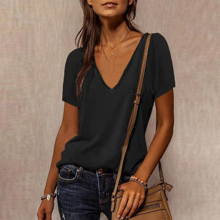 Damen V-Ausschnitt T-Shirt Drune