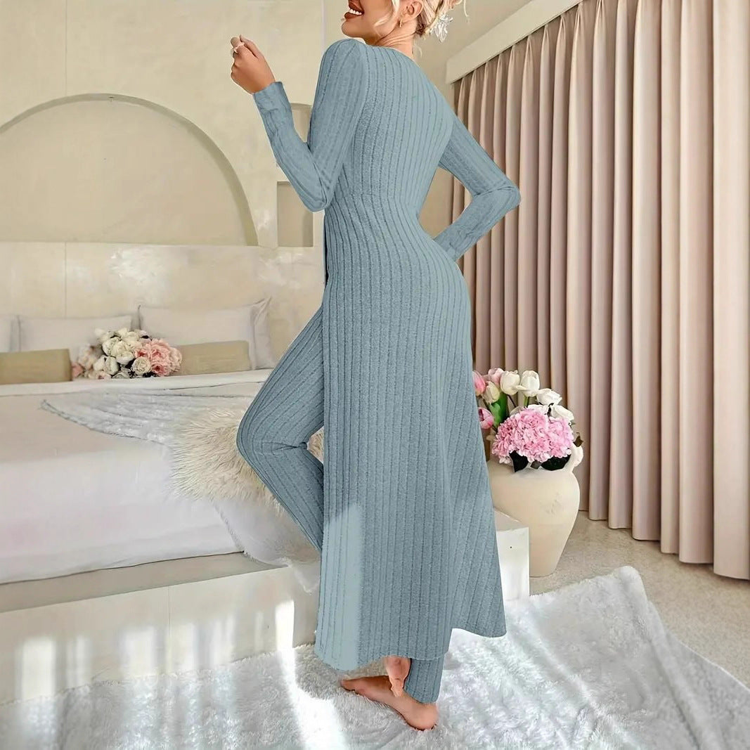 Damen eleganter und modischer Jumpsuit mit seitlichen Schlitzen und langen Ärmeln Drune