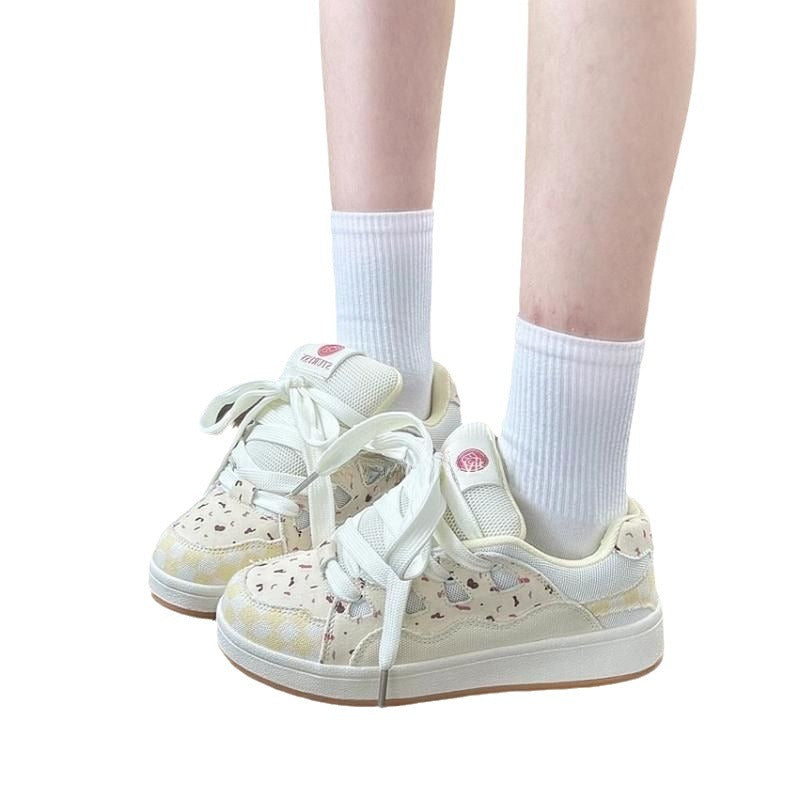 Damen Sneaker mit floralem Design und extra dicker Sohle Drune