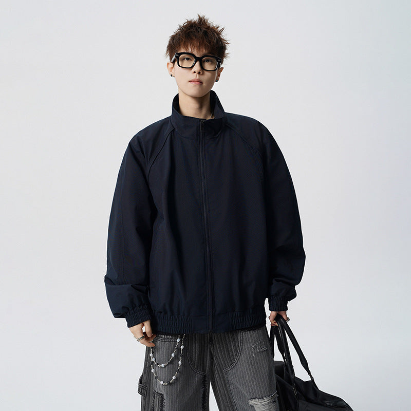 Unisex Oversized Windjacke mit Stehkragen und Raglanärmeln Drune