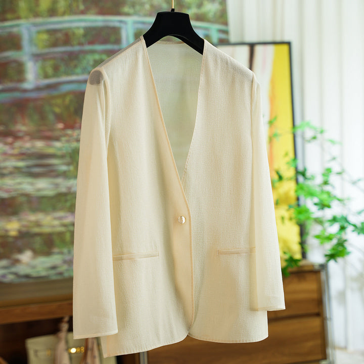 Damen Eleganter Blazer mit V-Ausschnitt Drune