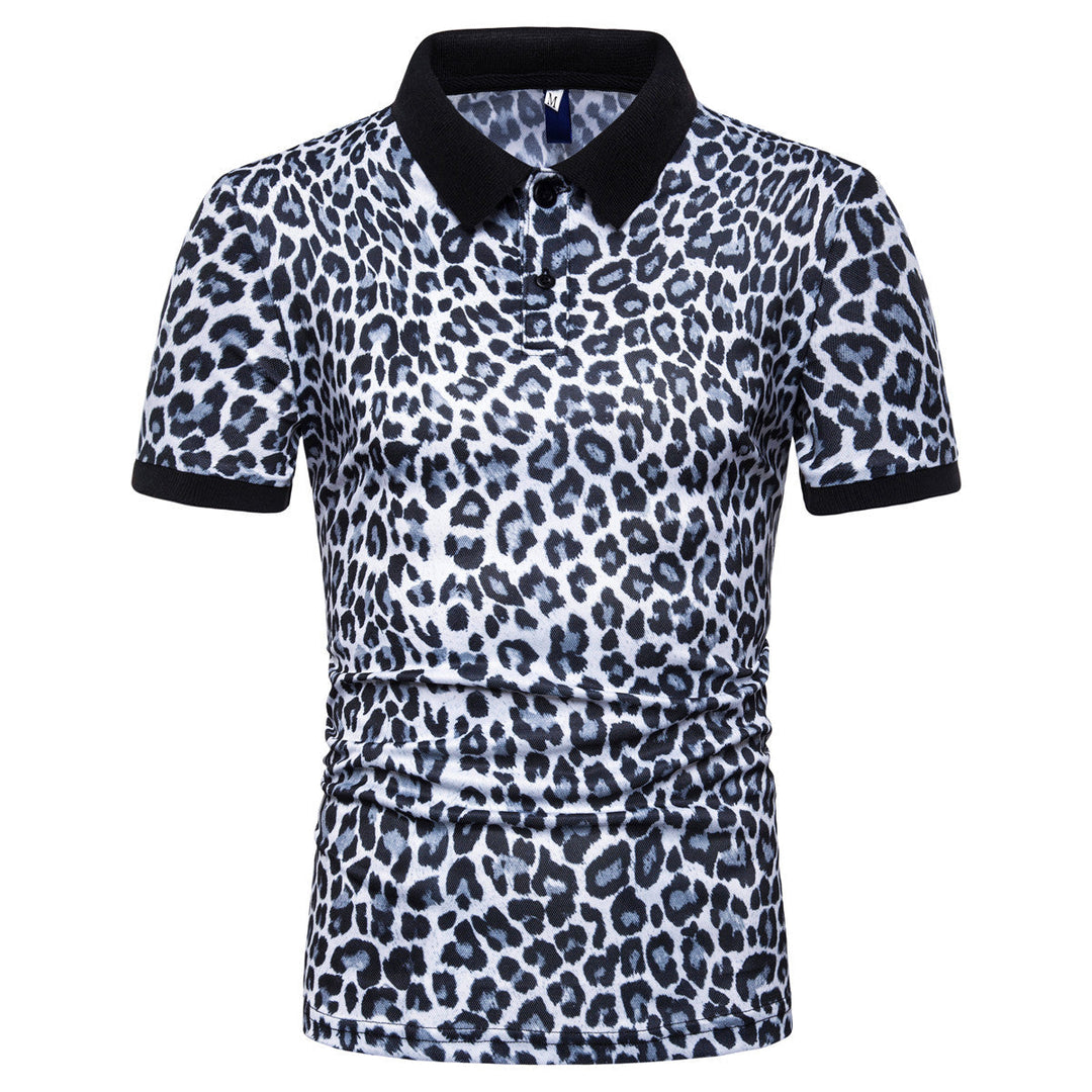 Herren Polo-Shirt mit aufregendem Leopardenmuster und modernem Schnitt Drune