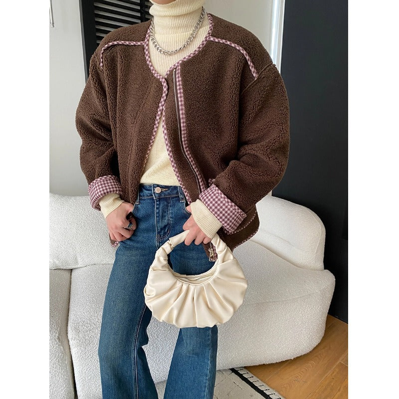 Damen Lässige Teddyjacke mit einzigartigen Details und praktischen Taschen Drune