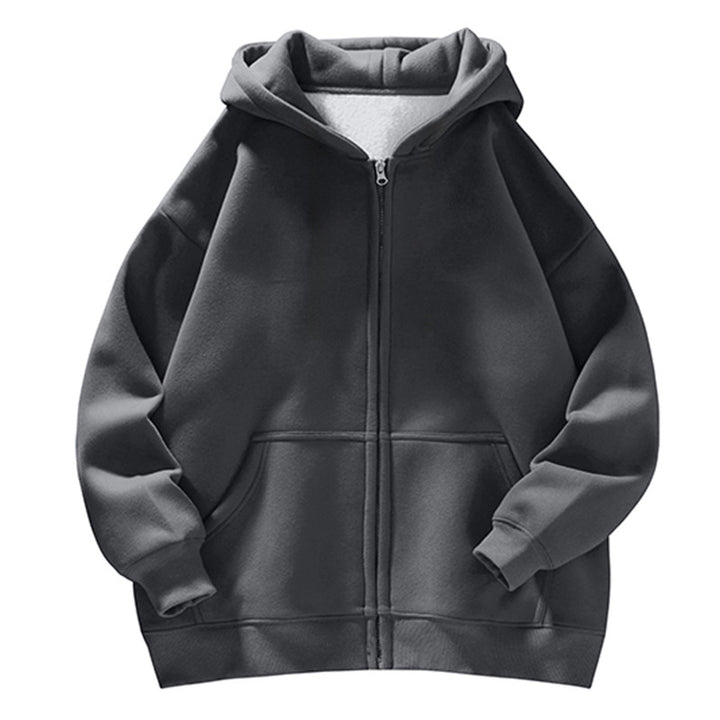 Unisex Oversize-Kapuzenjacke mit durchgehendem Reißverschluss, Teddyfutter und Känguru-Taschen Drune