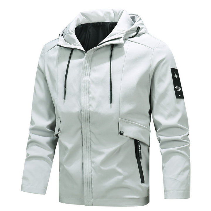 Herren Urbaner minimalistischer Softshell-Kapuzenblouson mit verdeckter Reißverschlussfront Drune