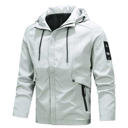 Herren Urbaner minimalistischer Softshell-Kapuzenblouson mit verdeckter Reißverschlussfront Drune