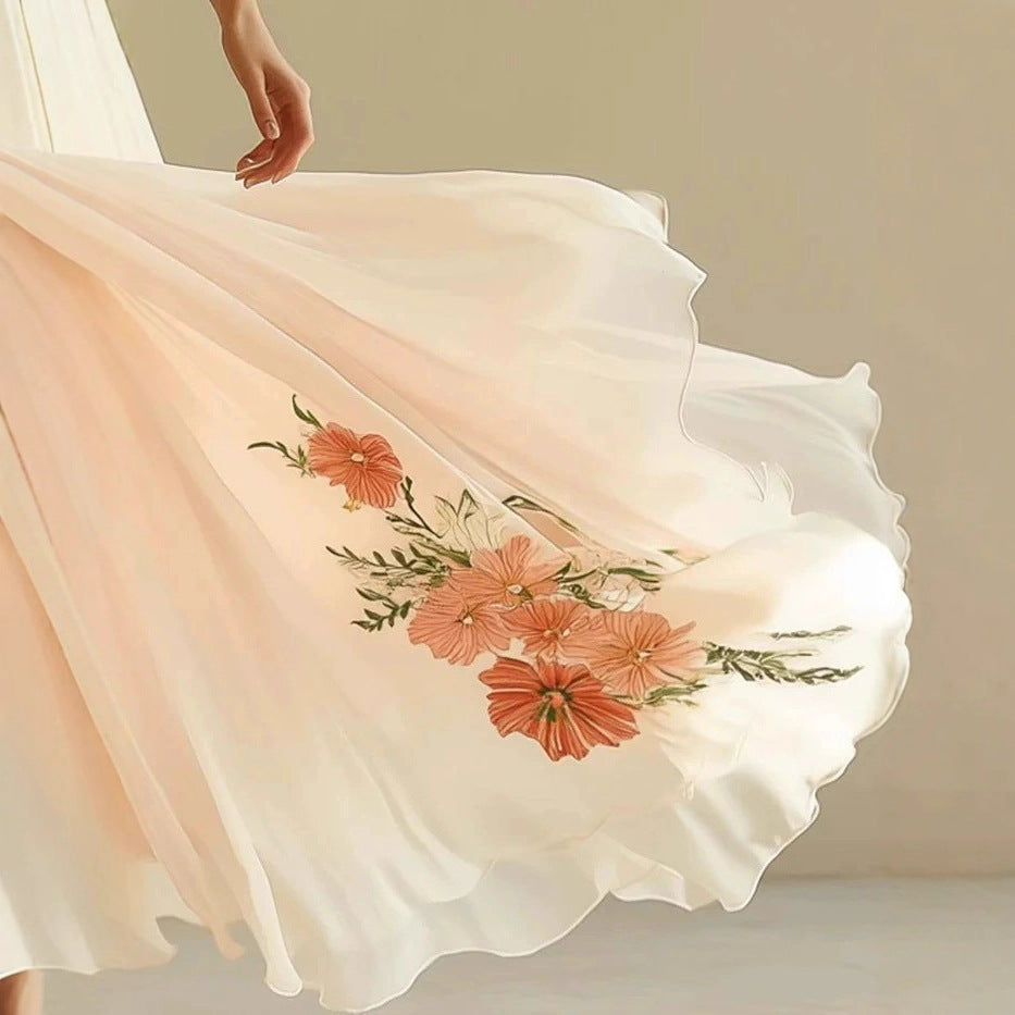 Frauen Blumenbesticktes Maxikleid Drune