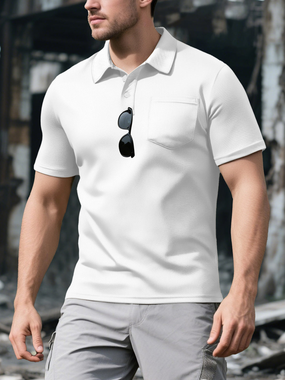 Herren Poloshirt mit atmungsaktiver Gewebestruktur und praktischer Brusttasche Drune