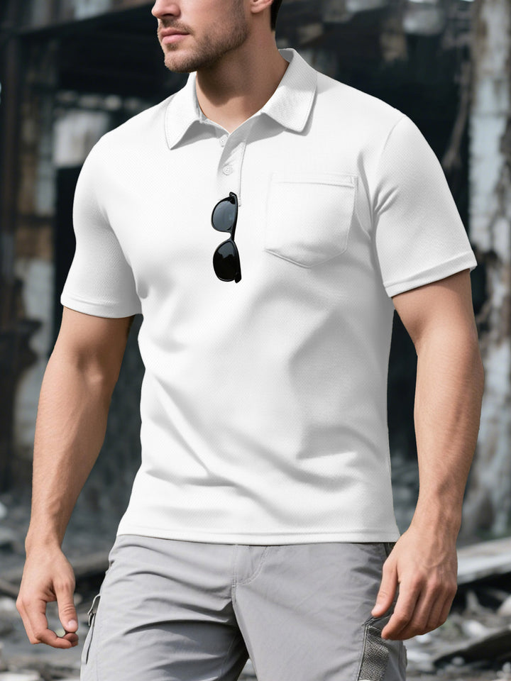 Herren Poloshirt mit atmungsaktiver Gewebestruktur und praktischer Brusttasche Drune