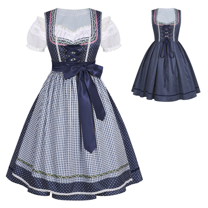 Damen nan traditionelles Dirndlkleid mit Schnürung und abnehmbarer Schürze Drune