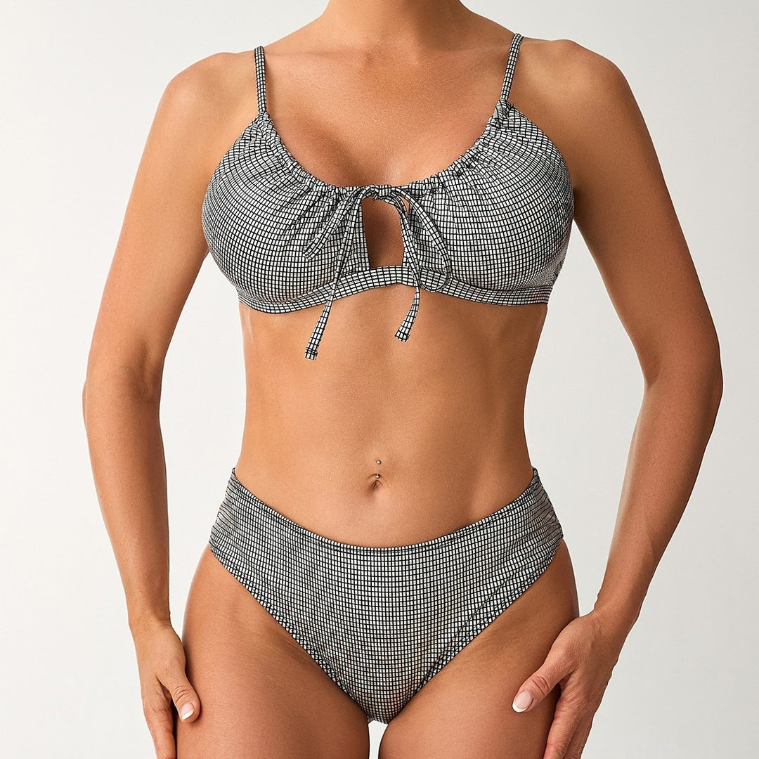 Damen Hochtailliertes Bikini-Set mit raffiniertem Schnürdetails Drune