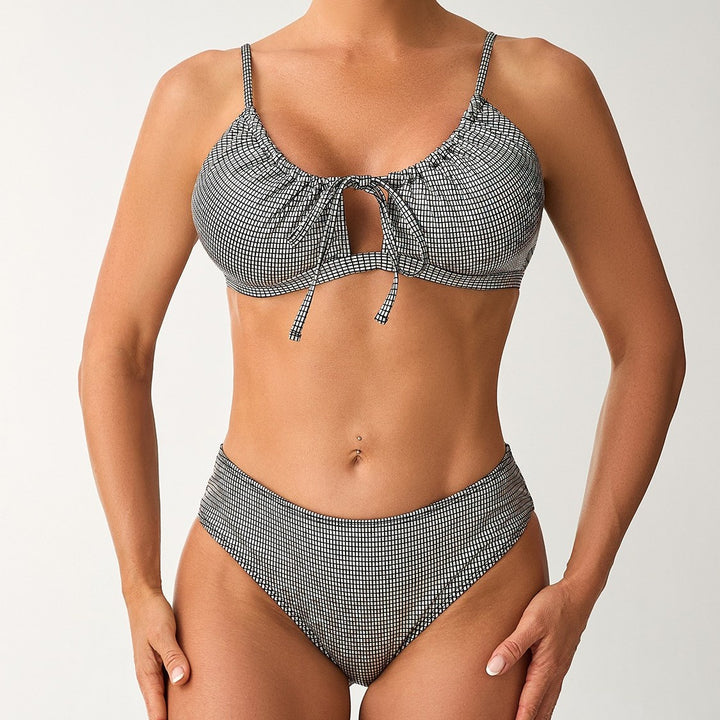 Damen Hochtailliertes Bikini-Set mit raffiniertem Schnürdetails Drune