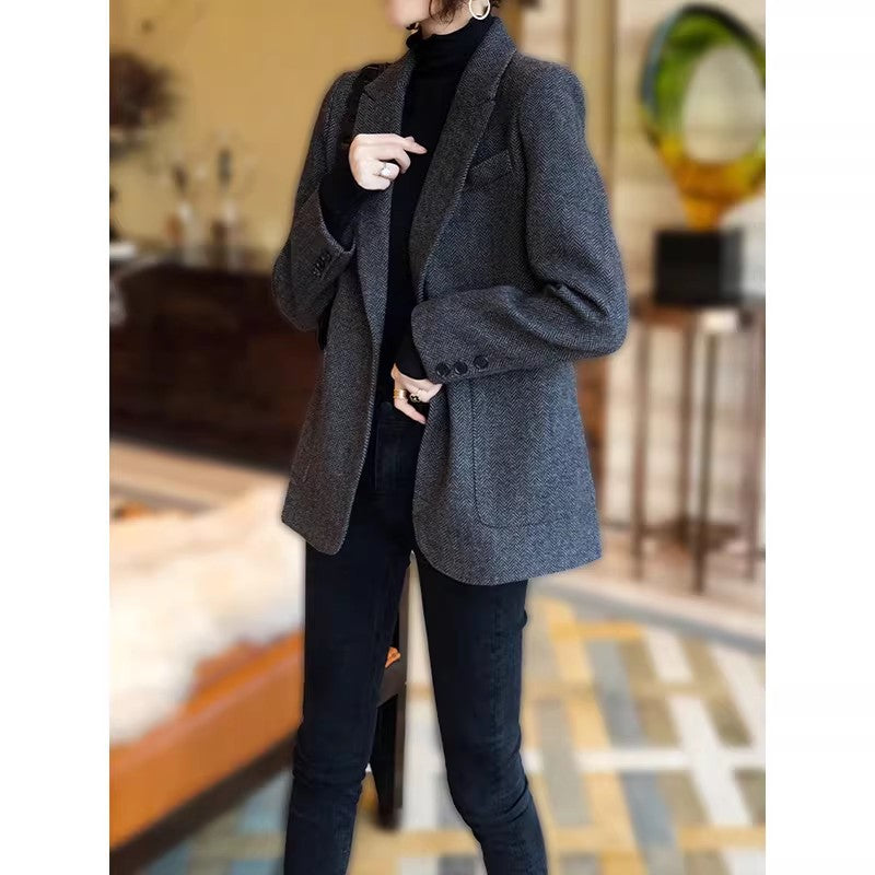 Damen Eleganter Tweed-Blazer Drune