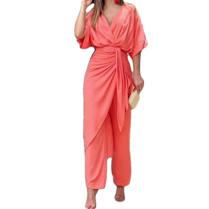 Damen Eleganter Wickel-Jumpsuit mit lässigem Design und Taillierung Drune
