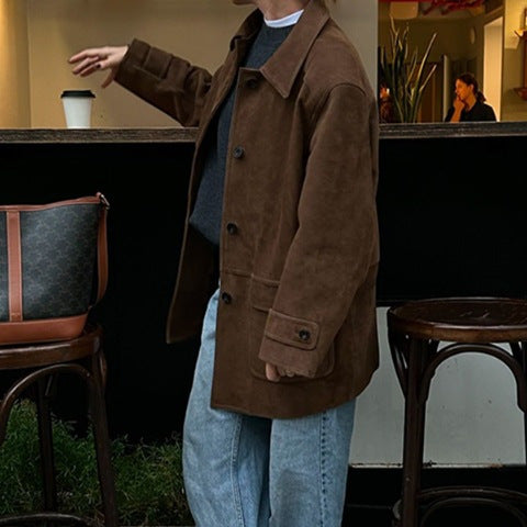 Damen Kunstlederjacke im modernen Design mit strukturiertem Schnitt und praktischen Taschen Drune
