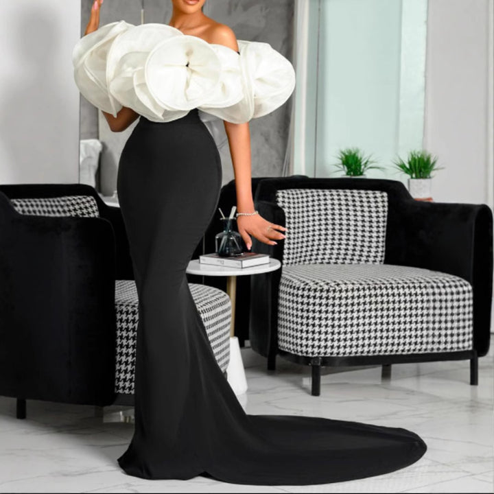 Damen Elegantes Mermaid-Kleid mit auffälligem Statement-Oberteil Drune