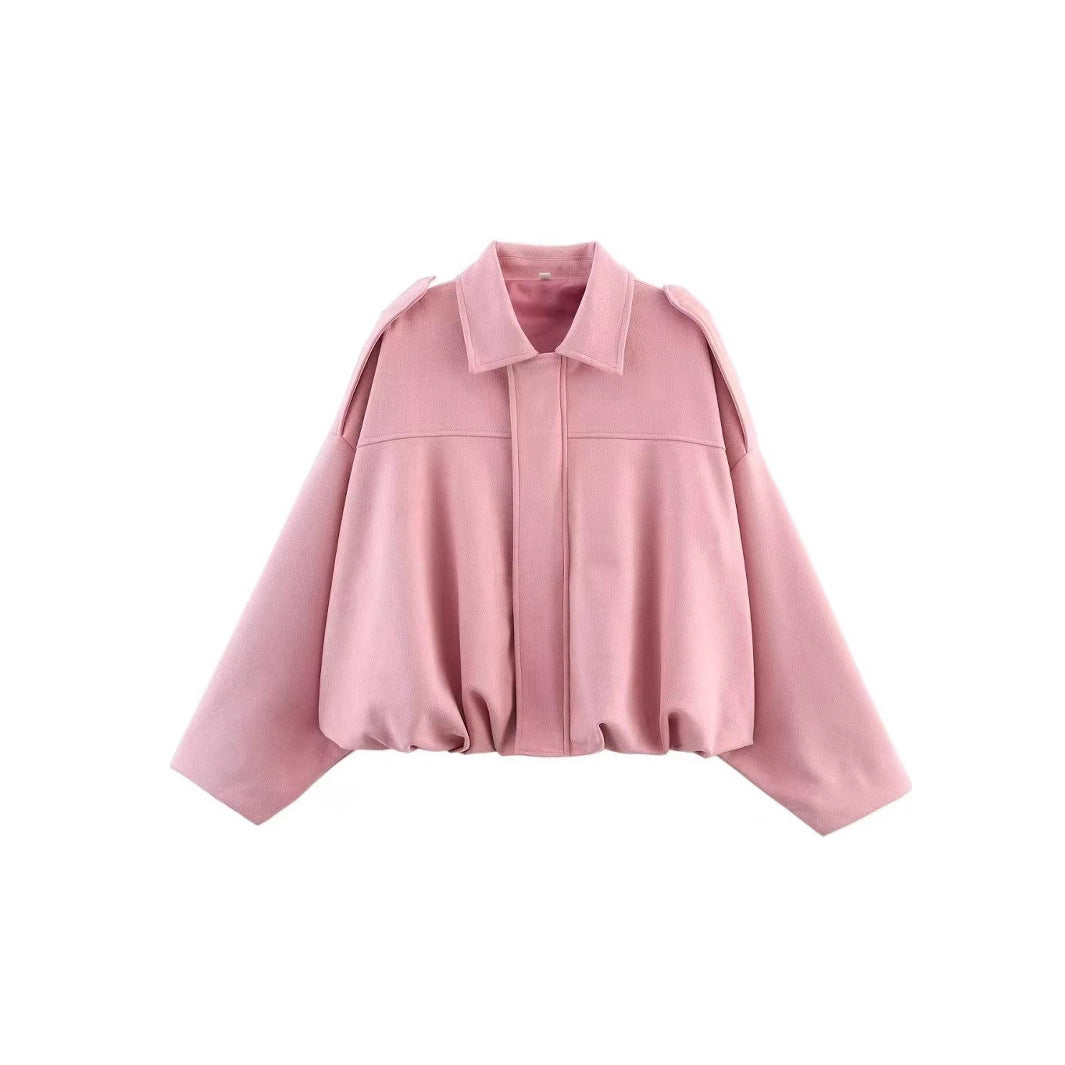 Damen Cropped Boxy‑Übergangsjacke im Wildlederlook mit Epauletten Drune