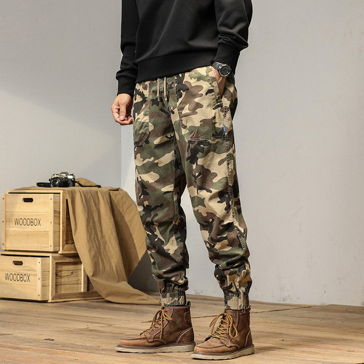 Herren Army‑Utility Cargo‑Jogger aus Baumwoll‑Twill mit aufgesetzten Klapptaschen und elastischen Bündchen Drune